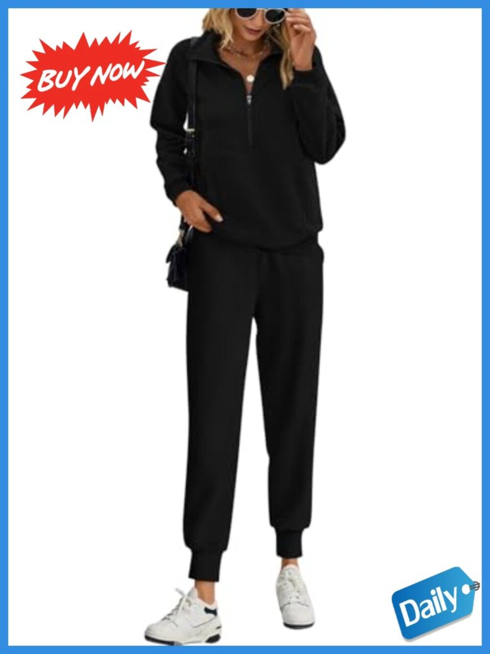 Long Sleeve Half Zip Sweatsuit Set Quarter Zip Pullover Jogger Pants